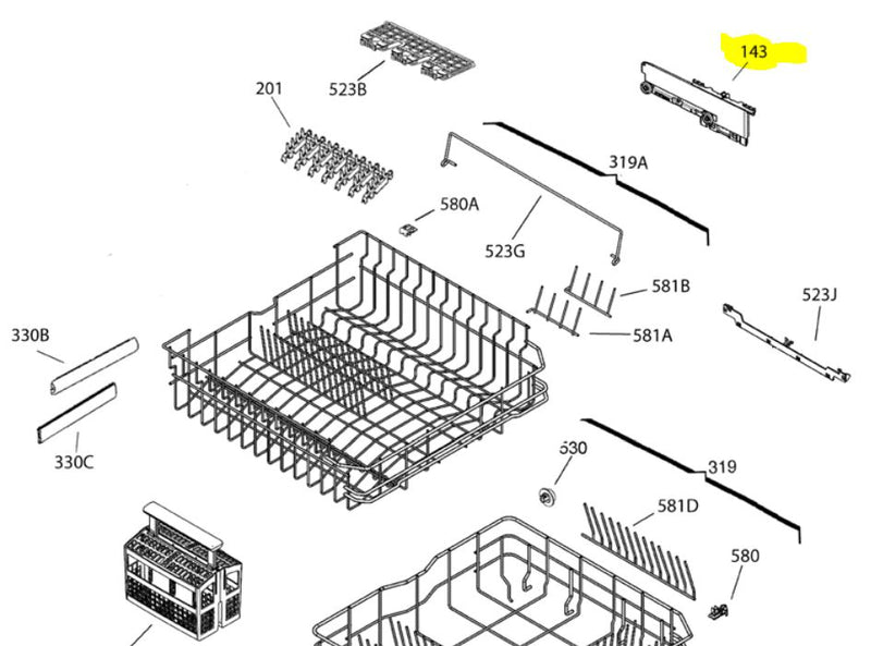 AEG Dishwasher Upper Basket Adjustment Left - 8074857130