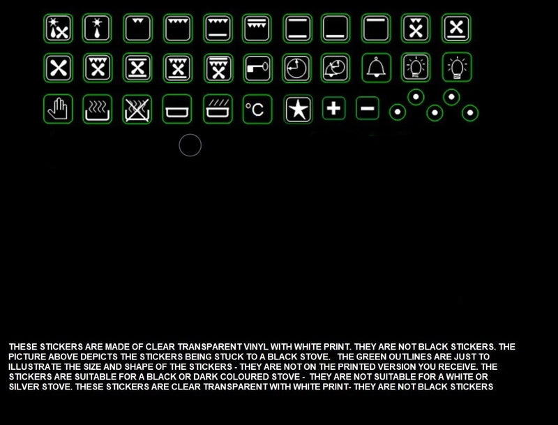 Oven Control Panel Icons & Decal Symbols White - ST36ICONSWHT