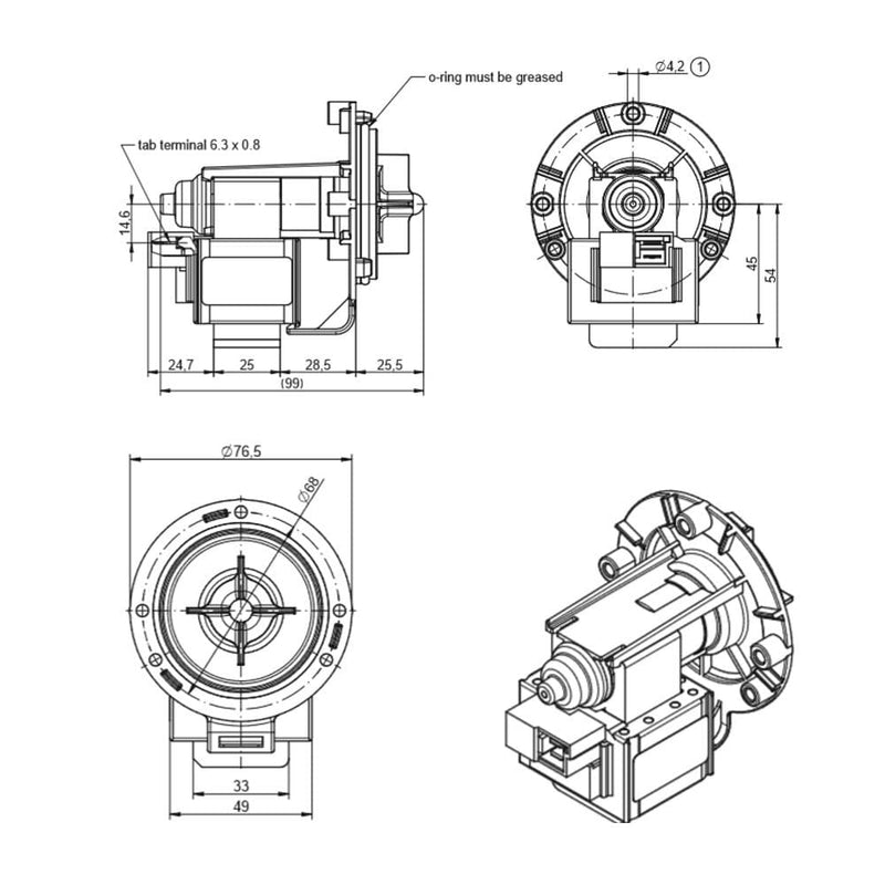 EAU61383502 LG Washing Machine Drain Pump Sealed Version with Thermoprotector 4681EA2002F Drain Pump