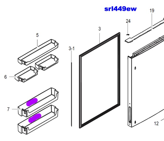 DA63-07161A Samsung Fridge Freezer Fridge Bottle Door Shelf Shelves & Trays