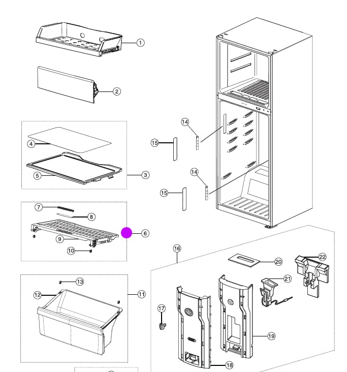 Samsung Fridge Freezer Fridge Compartment Vegetable Bin Cover Shelf - DA97-08620F Shelves & Trays