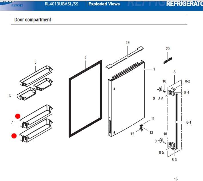 DA63-07161B Samsung Fridge Freezer Fridge Compartment Lowest Door Bottle Shelf Shelves & Trays